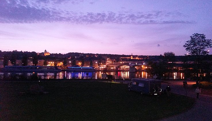 Aussicht auf Mosel/Remich bei Nacht