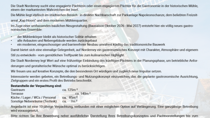 Betreiberausschreibung Mühle